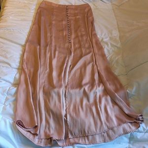 Blush / Dusty Rose Pink button up maxi skirt